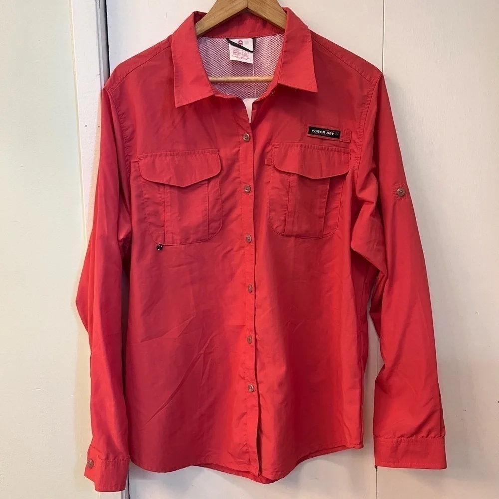 NWT Little Donkey Andy Vented UV Protectant Button Down Shirt- Size Large- Coral - Picture 7 of 16